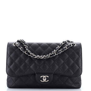 Chanel Jumbo Classic Double Flap Bag Quilted Caviar